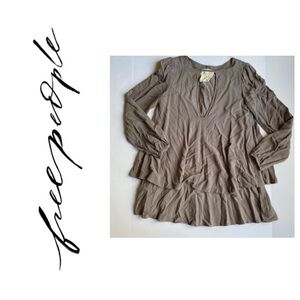 Free People Gray Long Sleeve Swing Dress XS